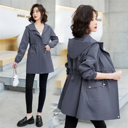 Casual Hooded Trench Coat - Image 4