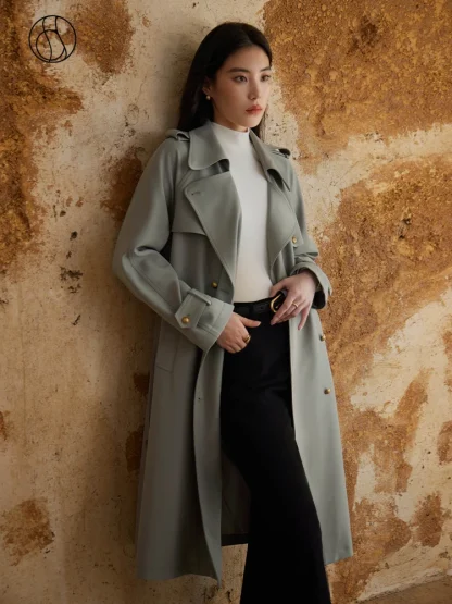 Grey Retro Chic Trench Coat - Image 2