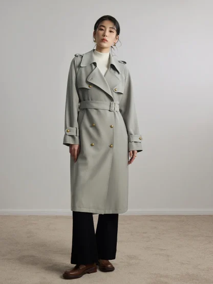 Grey Retro Chic Trench Coat - Image 3