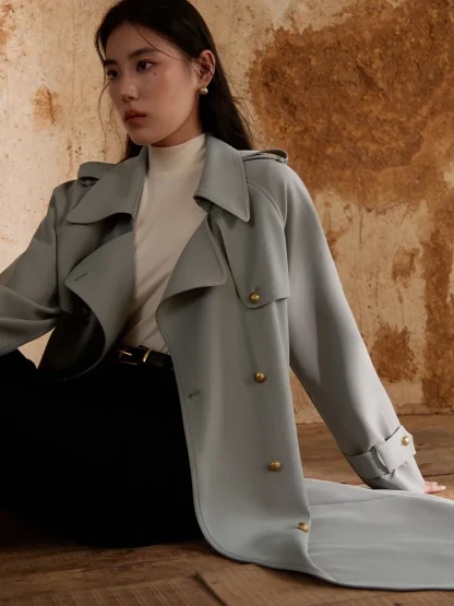 Grey Retro Chic Trench Coat - Image 4