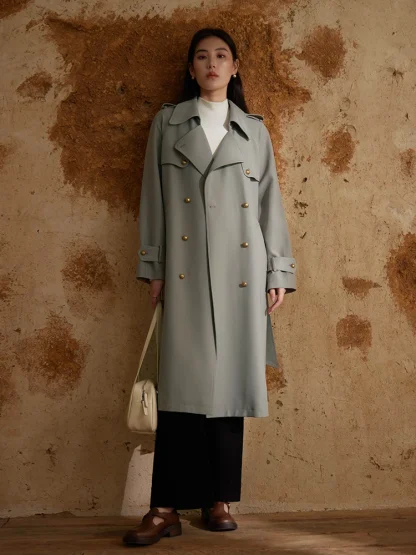Grey Retro Chic Trench Coat