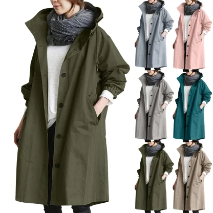 Mid Long Hooded Trench Coat - Image 2