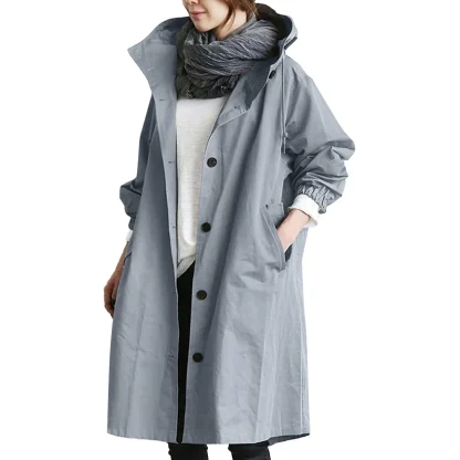 Mid Long Hooded Trench Coat - Image 3