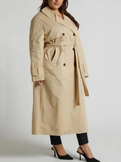 Lapel Collar Trench Coat with Belt - Image 2