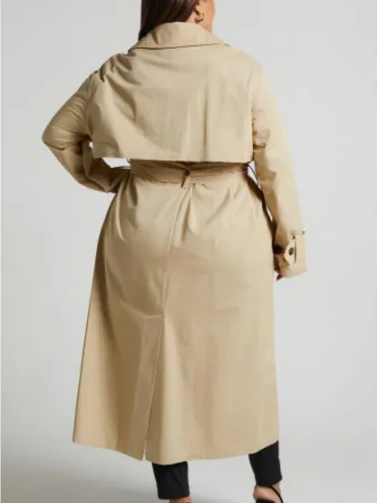 Lapel Collar Trench Coat with Belt - Image 3