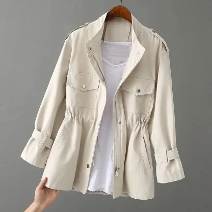 Loose Stand Collar Trench Coats - Image 4