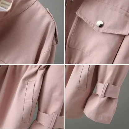 Loose Stand Collar Trench Coats - Image 6