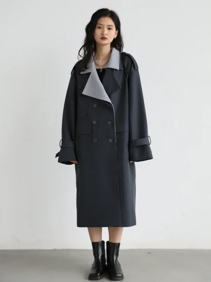 Loose Double Collar Trench Coat - Image 2