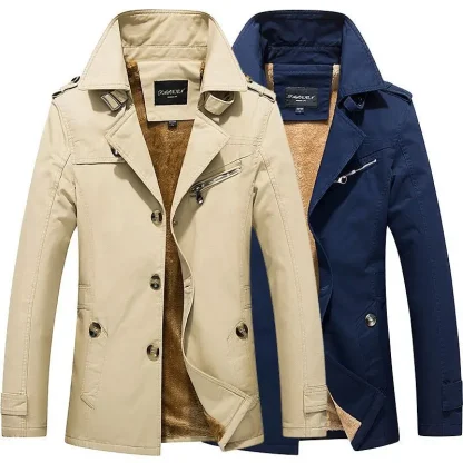 Classic Long Fleece Trench Coat - Image 2