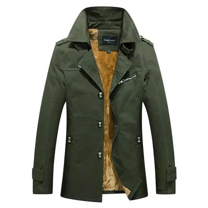 Classic Long Fleece Trench Coat - Image 3