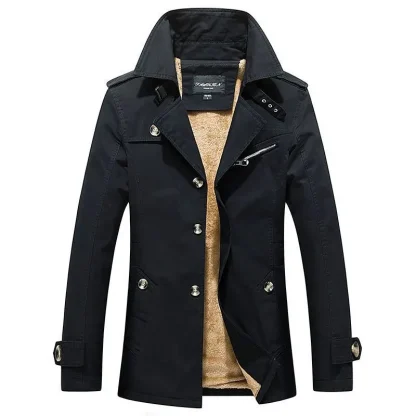 Classic Long Fleece Trench Coat - Image 5