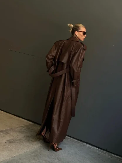 Belt Waist Back Trench Coat - Image 4