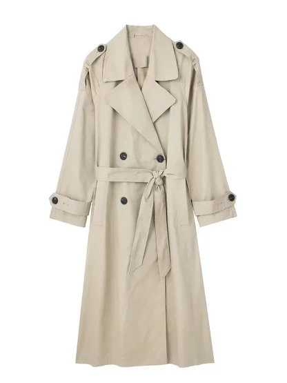 Belted Long Sleeve Trench Coat - Image 2