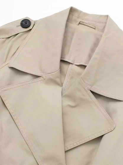 Belted Long Sleeve Trench Coat - Image 4