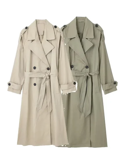 Belted Long Sleeve Trench Coat