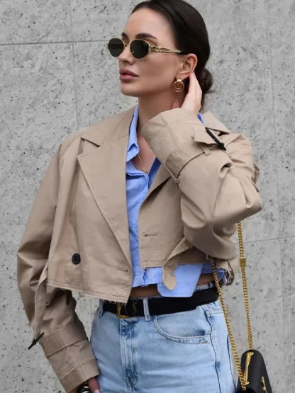 Button-Front Twill Trench Coat - Image 3