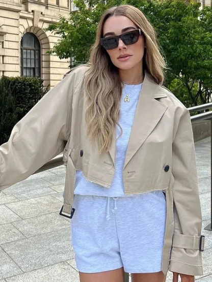 Button-Front Twill Trench Coat - Image 5