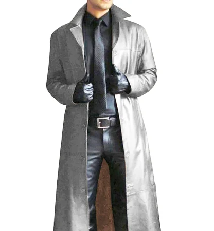 Sleek Modernist Long Trench Coat - Image 2