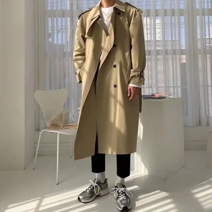 Buttoned Loose Long Trench Coat - Image 3