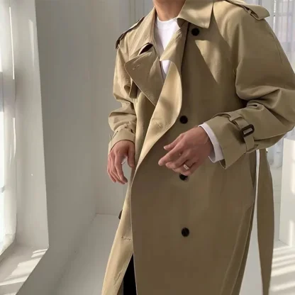 Buttoned Loose Long Trench Coat - Image 4