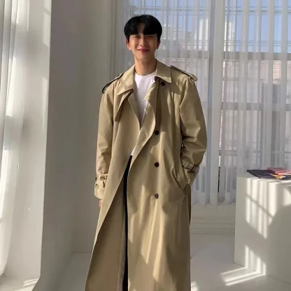 Buttoned Loose Long Trench Coat - Image 5