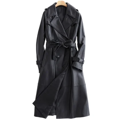 Long Black Belted Trench Coat