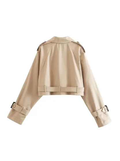 Long Sleeves Cropped Trench Coat - Image 2