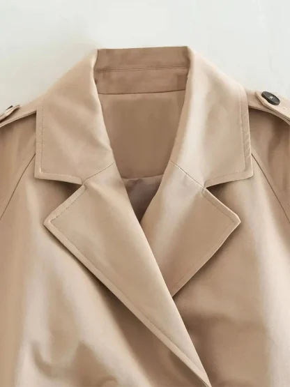 Long Sleeves Cropped Trench Coat - Image 3
