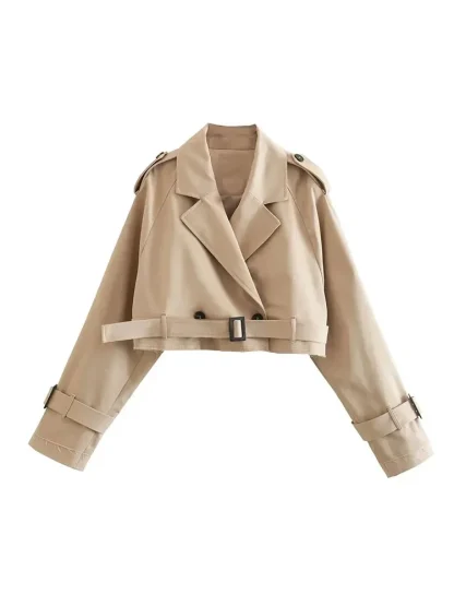 Long Sleeves Cropped Trench Coat