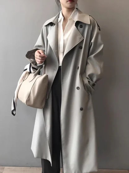 Lapel Cuffs Long Trench Coat