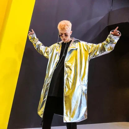 Shiny Long Trench Coat