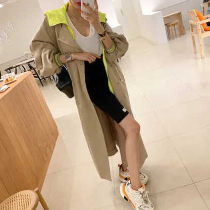 Trendy Hooded Trench Coat - Image 3