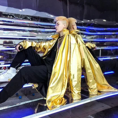 Shiny Long Trench Coat - Image 4