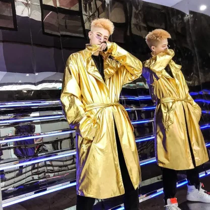 Shiny Long Trench Coat - Image 3