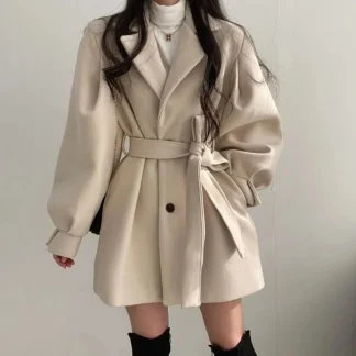 Turn-Down Collar Long Sleeve Trench Coat
