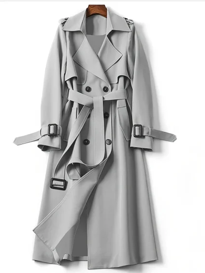 Stylish Solid Color Trench Coat - Image 3