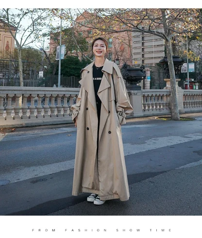 Sleek Long Flowy Trench Coat - Image 3