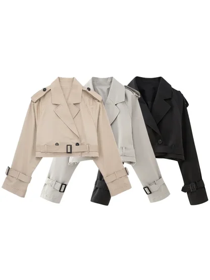 Vintage-Like Notched Collar Trench Coat
