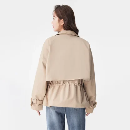 Solid Color Windbreaker Trench Coat - Image 3