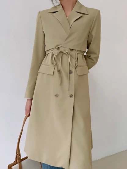 Modern Lapel Trench Coat - Image 3