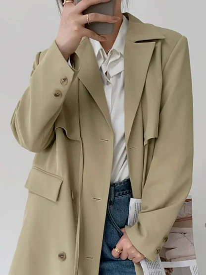 Modern Lapel Trench Coat - Image 4