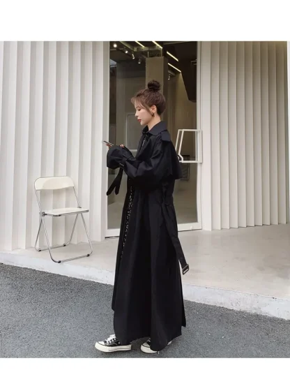Sleek Long Flowy Trench Coat - Image 5