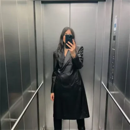 Fashionable Double-Breasted Trench Coat - Image 2