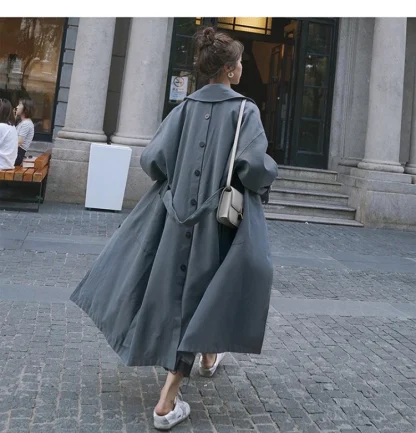 Sleek Long Flowy Trench Coat - Image 7