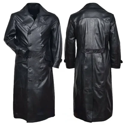 Classic Faux Leather Trench Coat