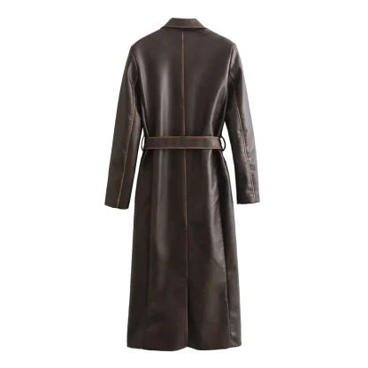 Retro Style Lace-Up Trench Coat - Image 2