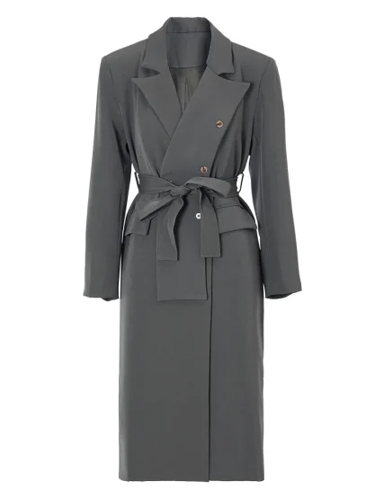 Stylish Lace Up Trench Coat - Image 2