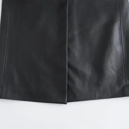 Chic Faux Leather Trench Coat - Image 4