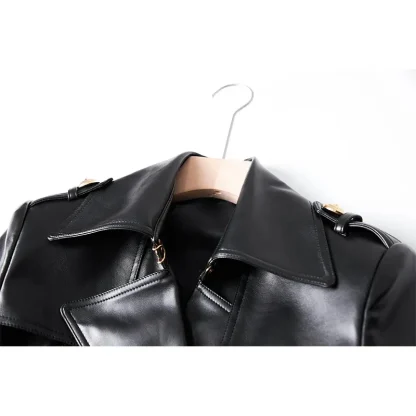 Elegant Long Black Trench Coat - Image 3