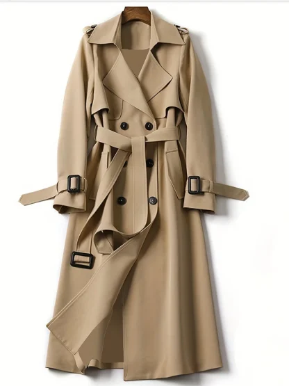 Stylish Solid Color Trench Coat - Image 2